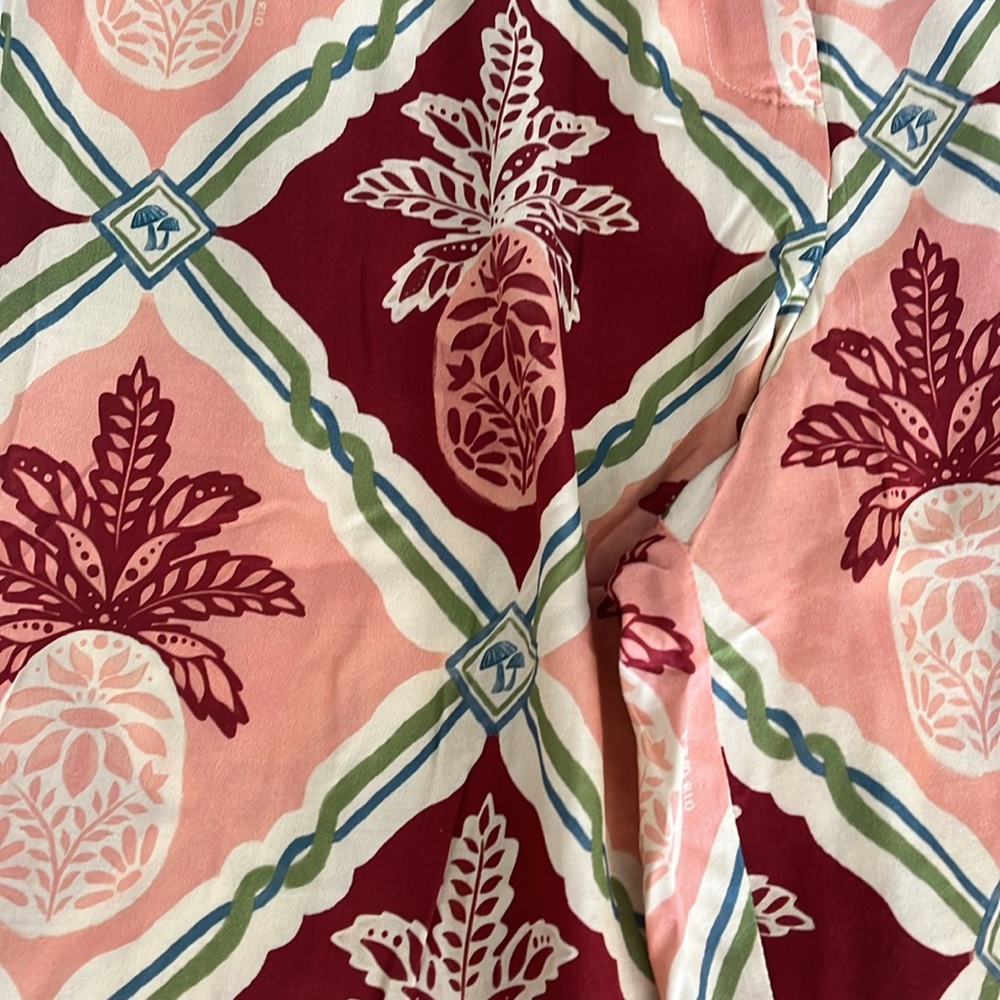🎉HOST PICK 🎉FARM Rio x Anthropologie Pink and Orange Pineapple Wide Leg Pants - Picture 9 of 10